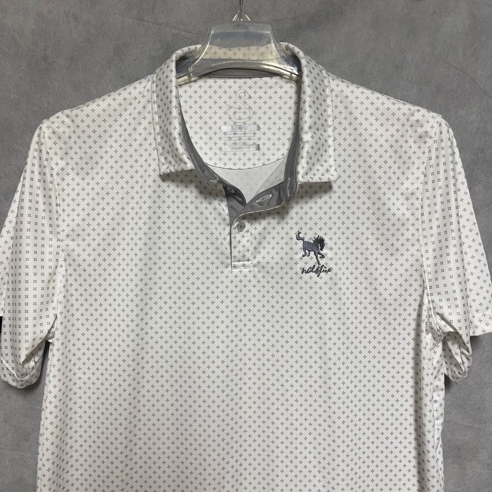 Swannies Polo Shirt Men XL White Performance Golf All‎ Over Geometric Abstract